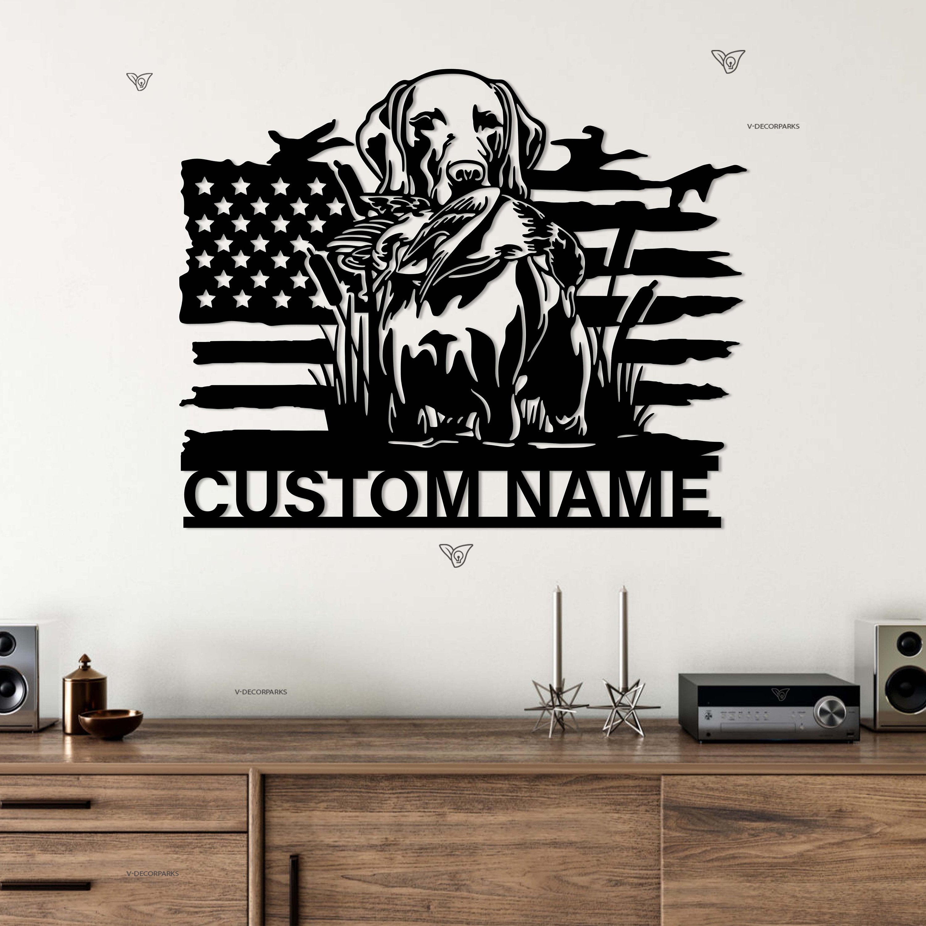 US Flag Pheasant German Shorthaired Pointer Dog Hunting Metal Wall Art LED Light Hunter Name Sign Home Decor Farm Cabin Decor Birthday Gift | GearViral