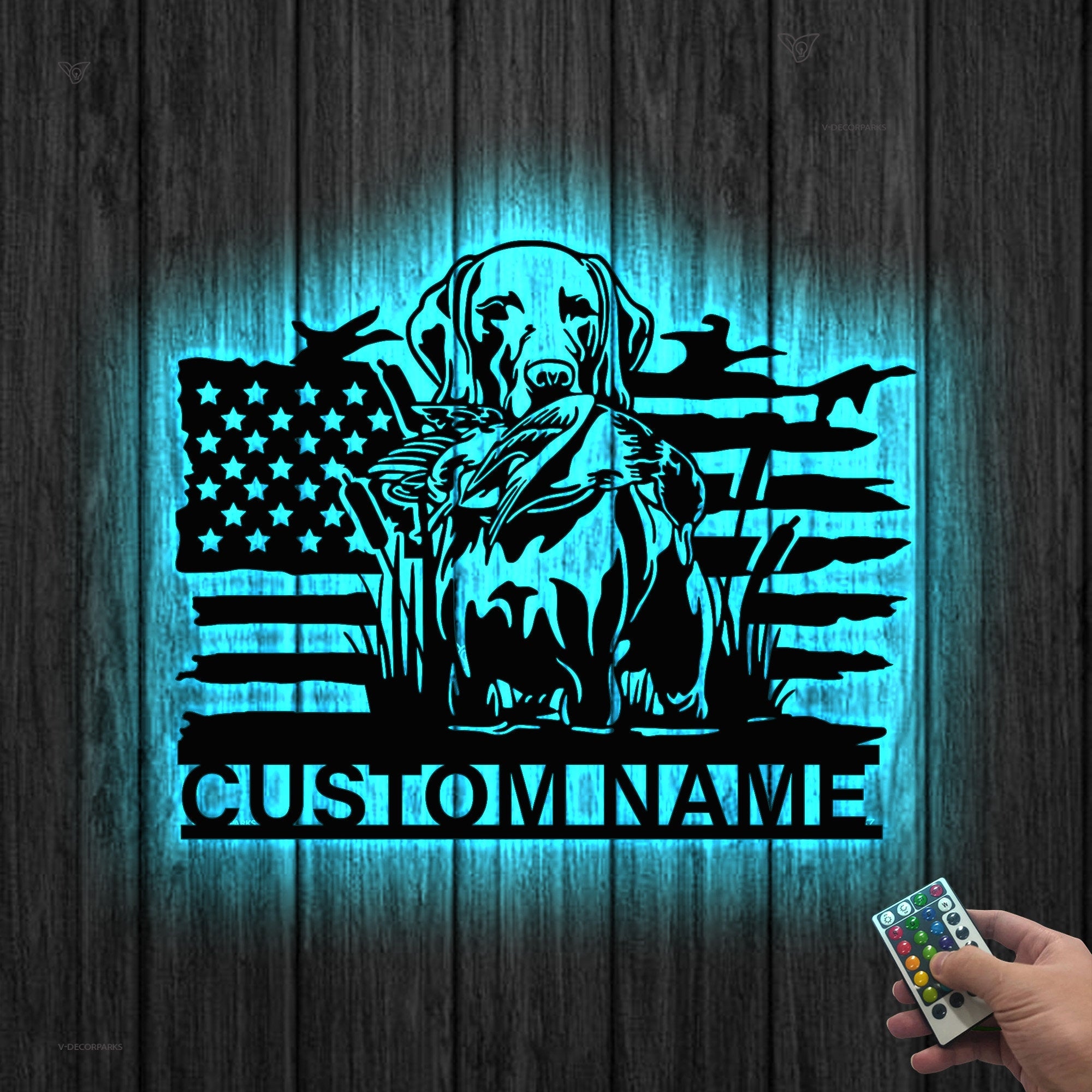 US Flag Pheasant German Shorthaired Pointer Dog Hunting Metal Wall Art LED Light Hunter Name Sign Home Decor Farm Cabin Decor Birthday Gift | GearViral