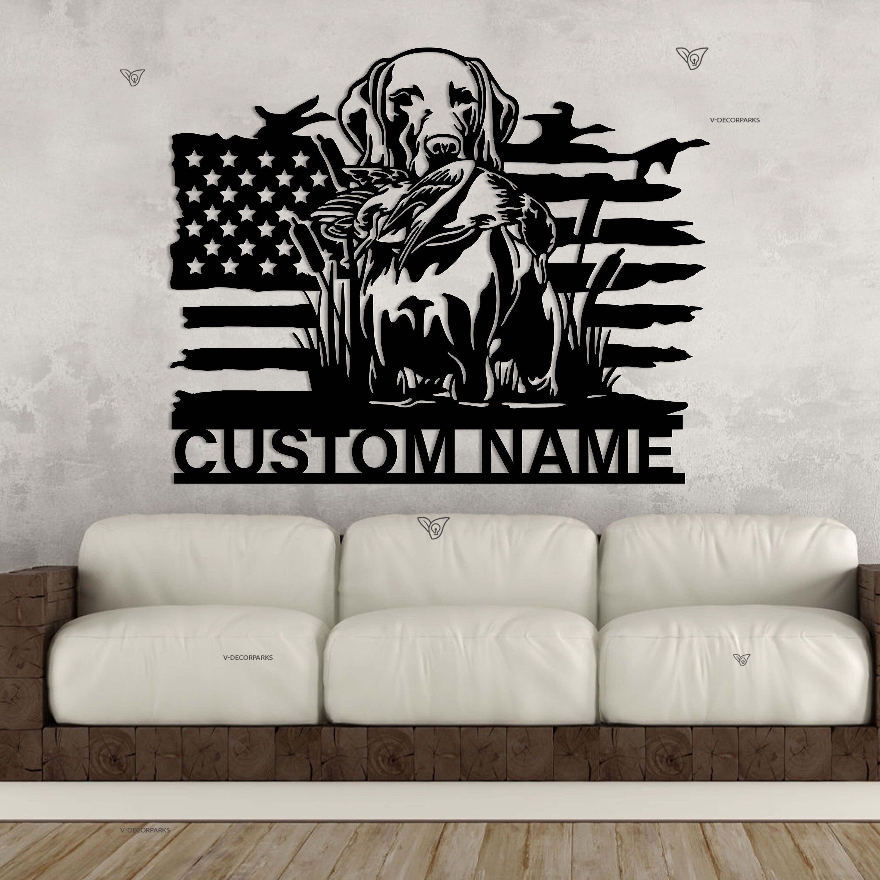 US Flag Pheasant German Shorthaired Pointer Dog Hunting Metal Wall Art LED Light Hunter Name Sign Home Decor Farm Cabin Decor Birthday Gift | GearViral