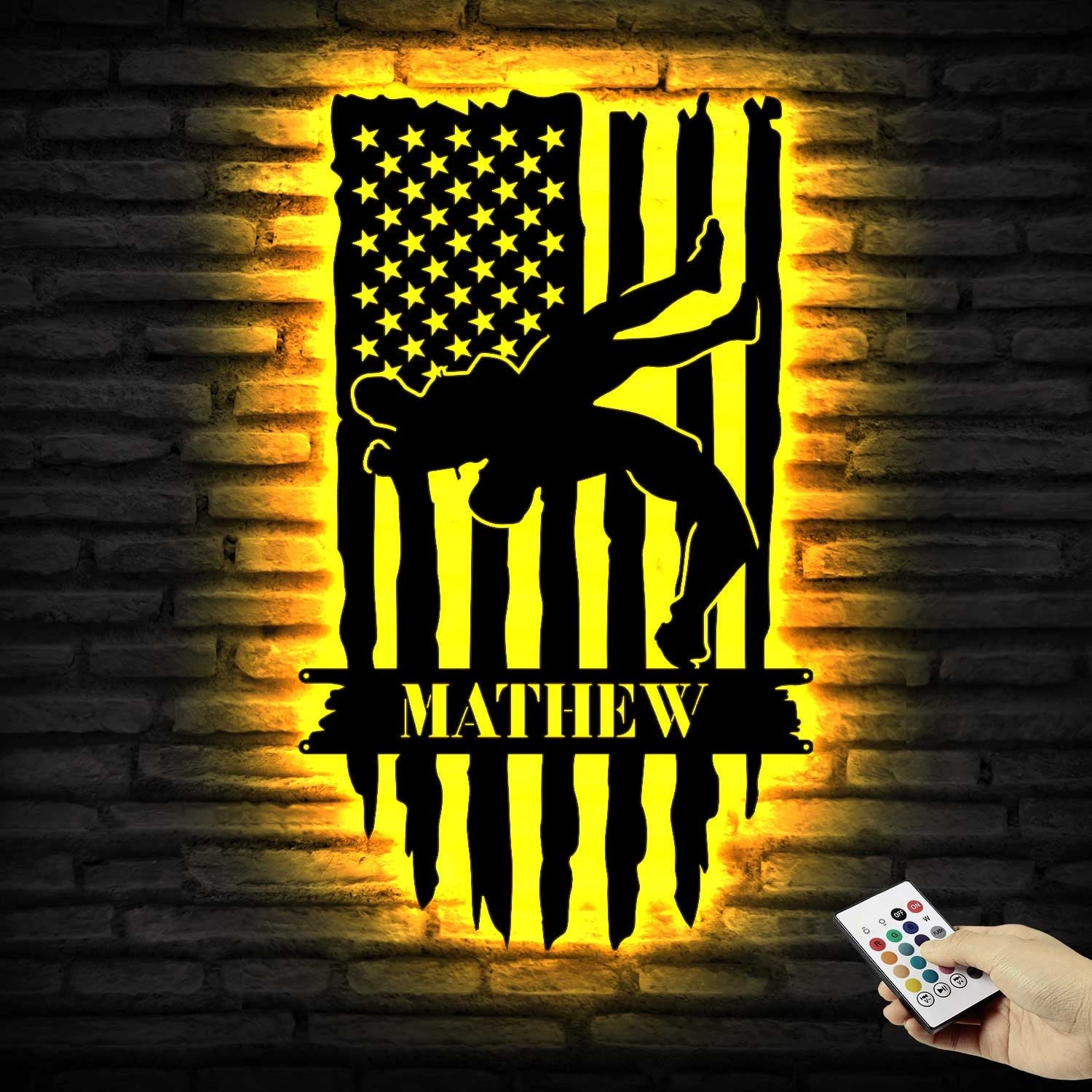 US Wrestling Metal Sign Led Light - Wrestling Coach Gift - Xmas Birthday Gift for Wrestler - Sports Home Decor | GearViral