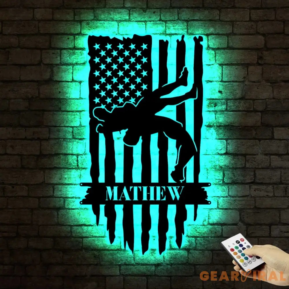 US Wrestling Metal Sign Led Light - Wrestling Coach Gift - Xmas Birthday Gift for Wrestler - Sports Home Decor