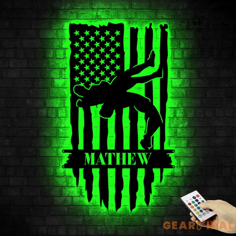 US Wrestling Metal Sign Led Light - Wrestling Coach Gift - Xmas Birthday Gift for Wrestler - Sports Home Decor