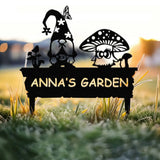 ustom Gnome Yard Sign Metal Gnome Garden Sign With Stake Custom Garden Sign,Gnome Metal Art,Gnome Monogram,Yard Decor
