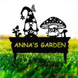 ustom Gnome Yard Sign Metal Gnome Garden Sign With Stake Custom Garden Sign,Gnome Metal Art,Gnome Monogram,Yard Decor