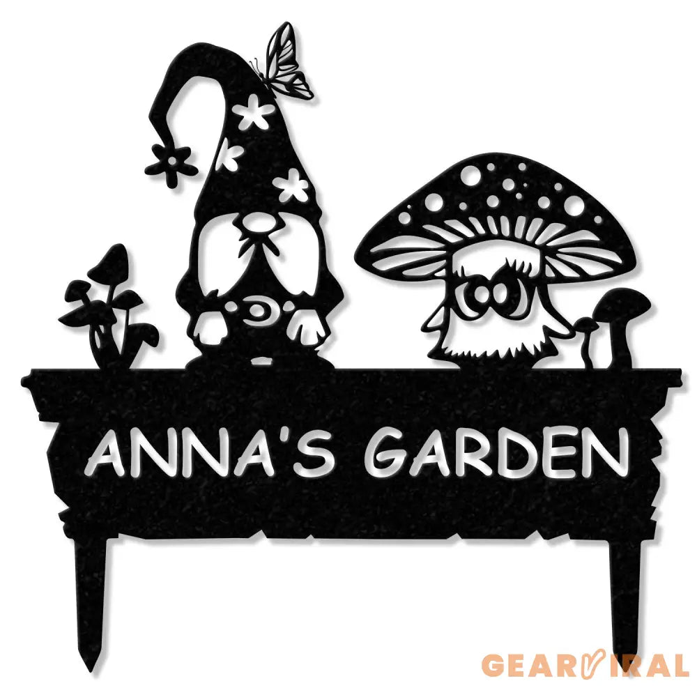 ustom Gnome Yard Sign Metal Gnome Garden Sign With Stake Custom Garden Sign,Gnome Metal Art,Gnome Monogram,Yard Decor