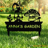 ustom Gnome Yard Sign Metal Gnome Garden Sign With Stake Custom Garden Sign,Gnome Metal Art,Gnome Monogram,Yard Decor