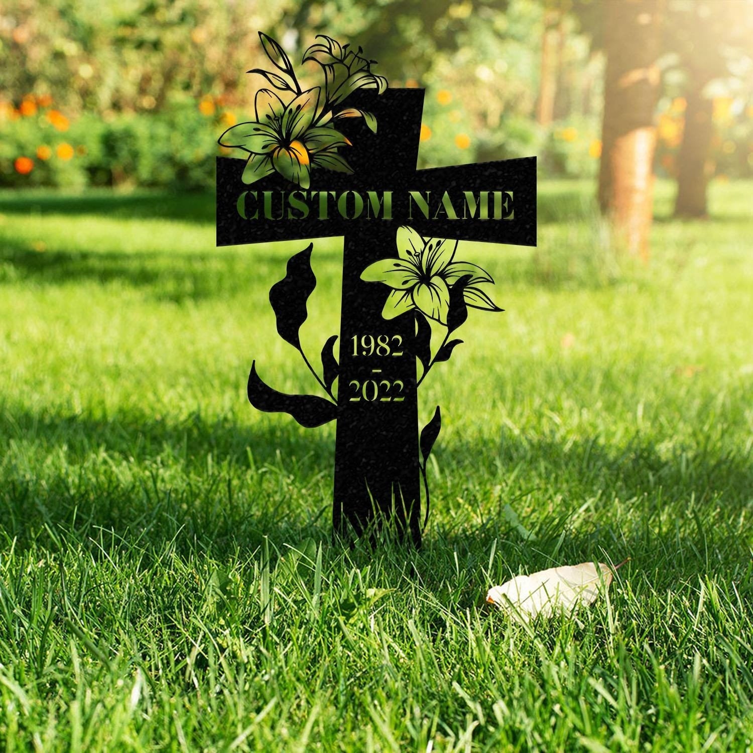 ustom Metal Memorial Cross, Grave Marker, Sympathy Gifts, Remembrance Gift, Lawn Metal Cross, Garden Stake, Memorial Gift
