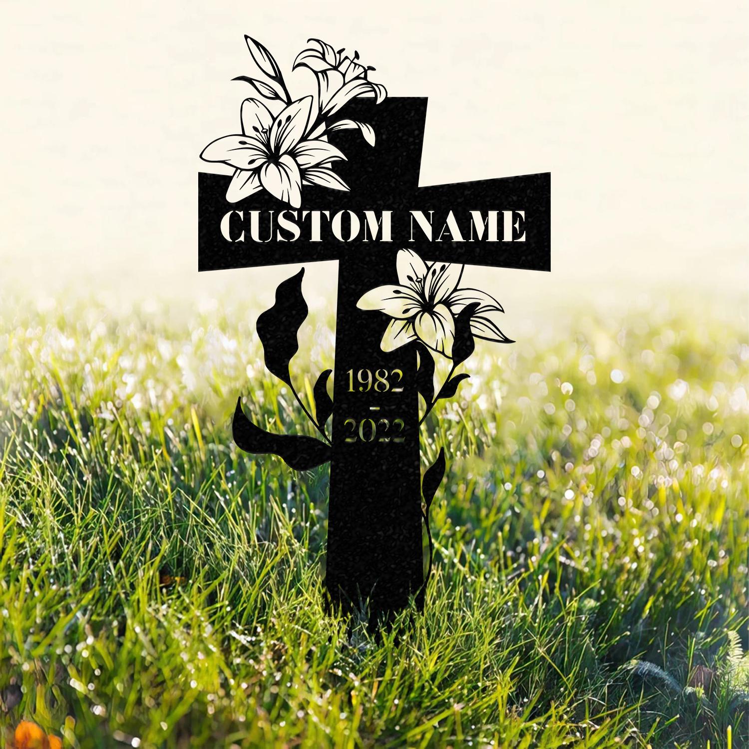 ustom Metal Memorial Cross, Grave Marker, Sympathy Gifts, Remembrance Gift, Lawn Metal Cross, Garden Stake, Memorial Gift