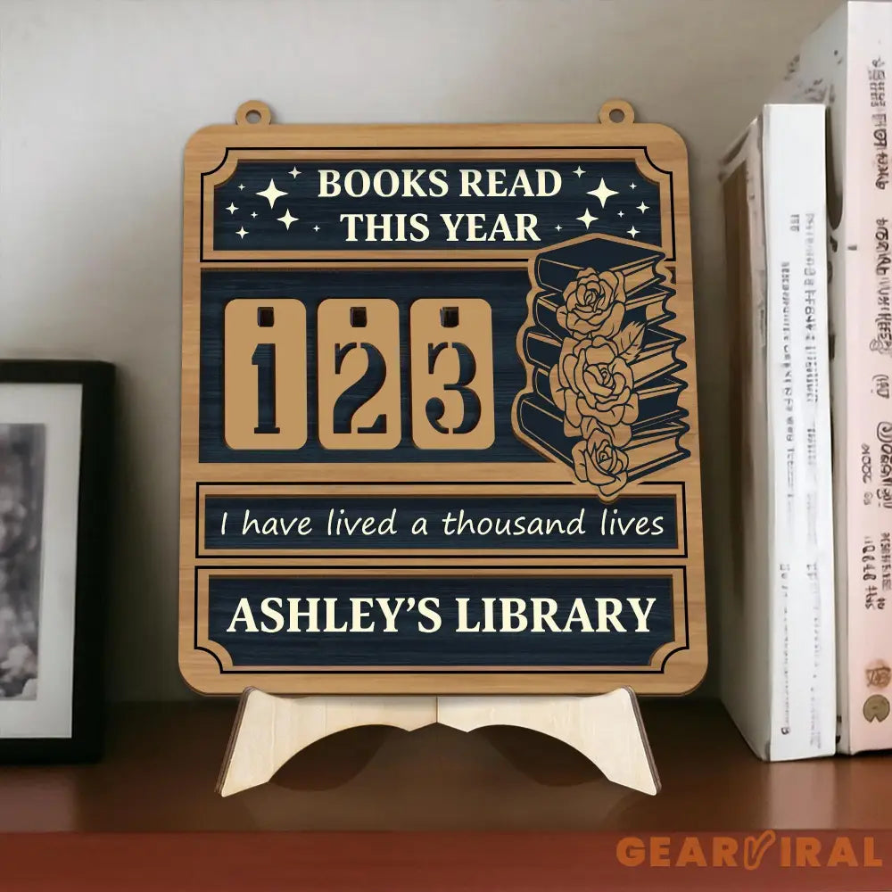 Vantage Book Tracker Sign, Custom Reading Goal Counter, Personalized Library Decor, Book Lover Gift, Reading Progress Display