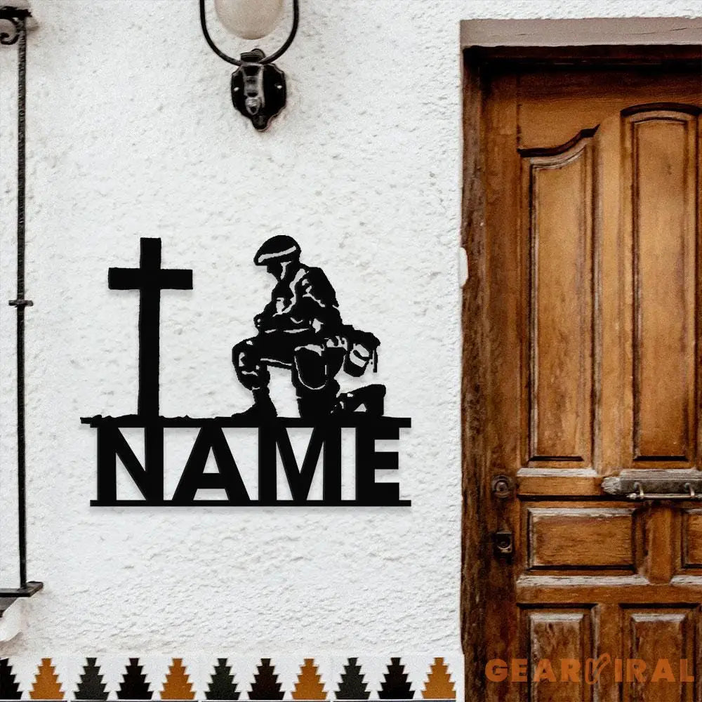 Veteran Metal Sign Custom Military Soldier Metal Memorial Stakes Personalized Veterans Military Grave Name Sign