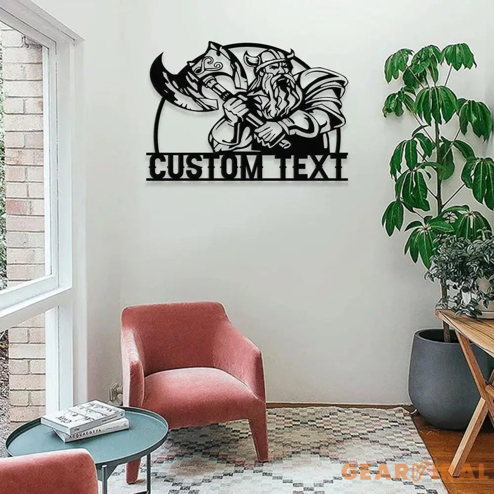 Viking Battle Axe Metal Sign - Premium Metal Sign - Monogram Metal Sign Personalized Family Name Led Metal Sign Wall