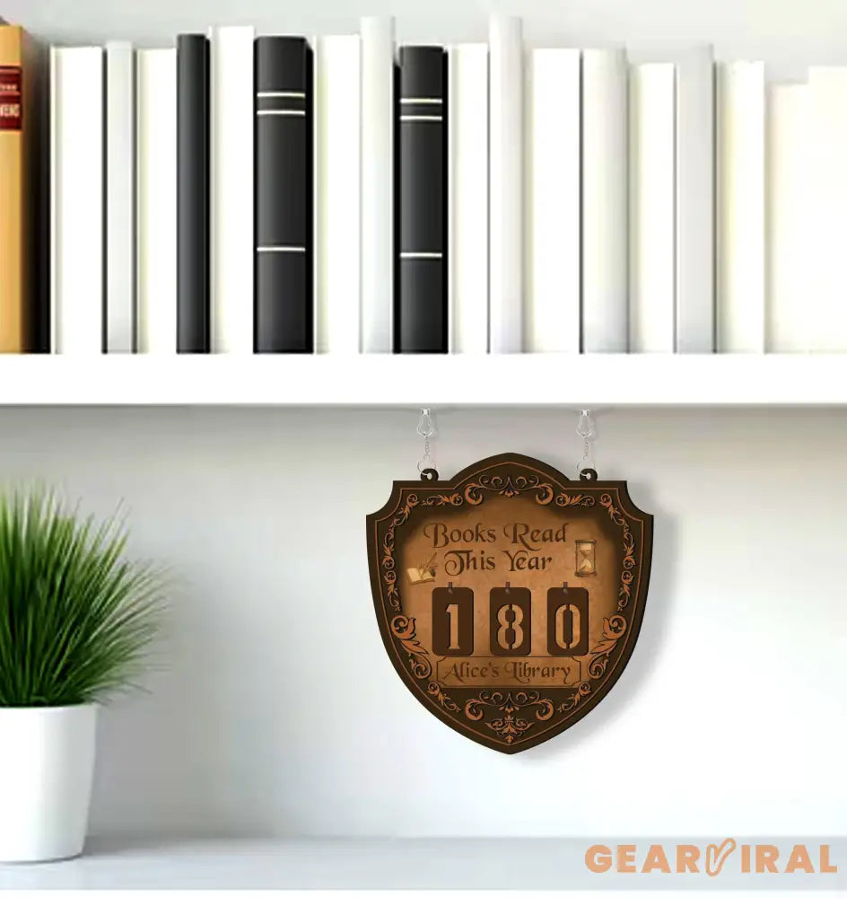 Vintage Books Read Tracker Sign, Personalized Wooden Library Reading Counter, Bookworm Gift, Rustic Literary Home Decor for Readers