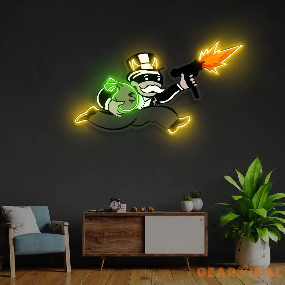’Violent Monopoly Gun’ Neon x Acrylic Artwork