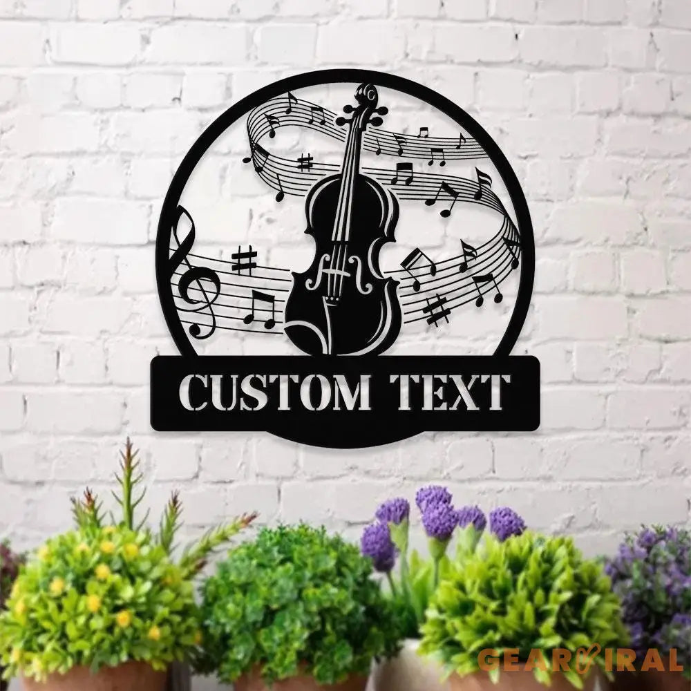 Violin Harmony: Laser-Cut Metal Art with Musical Staff -Monograms Family Name Metal Sign with LED Lights Personalized