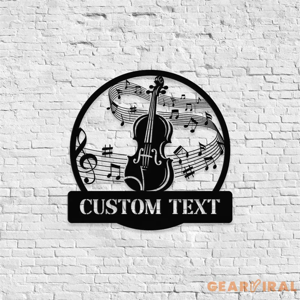 Violin Harmony: Laser-Cut Metal Art with Musical Staff -Monograms Family Name Metal Sign with LED Lights Personalized