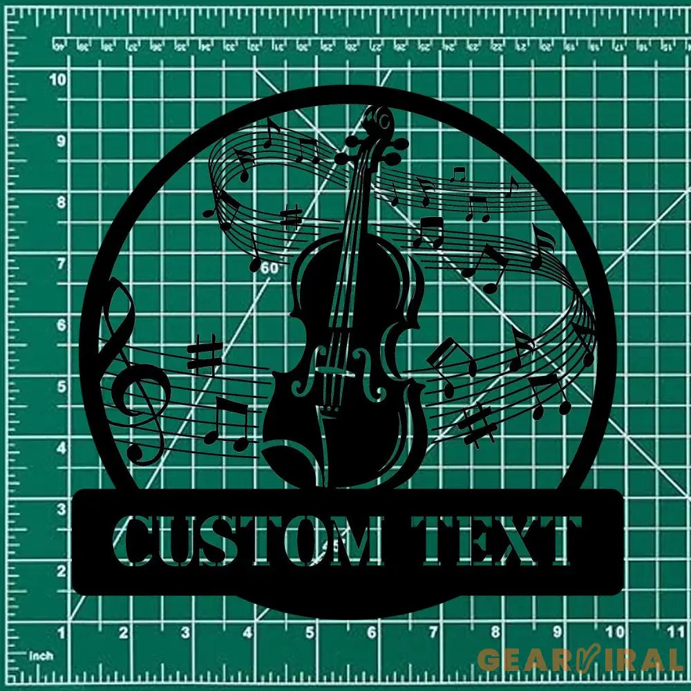 Violin Harmony: Laser-Cut Metal Art with Musical Staff -Monograms Family Name Metal Sign with LED Lights Personalized