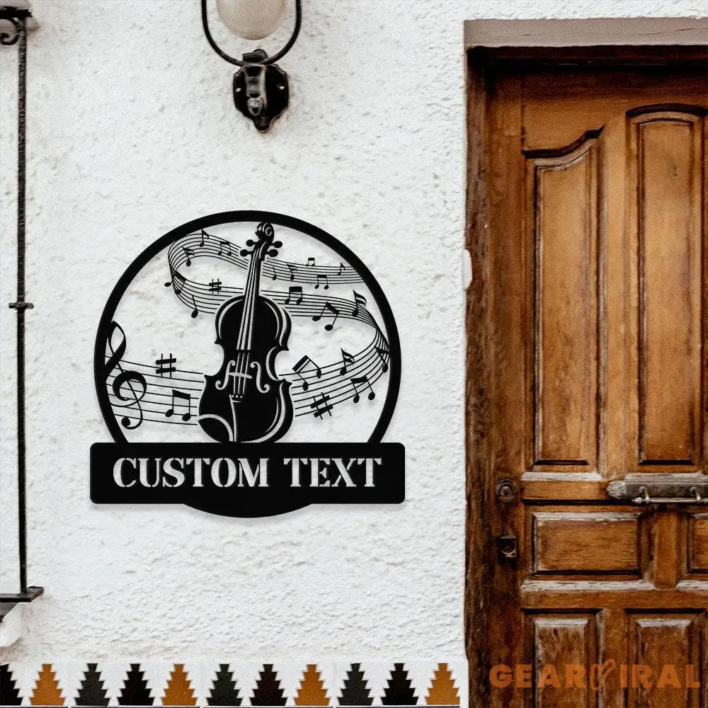 Violin Harmony: Laser-Cut Metal Art with Musical Staff -Monograms Family Name Metal Sign with LED Lights Personalized