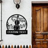 Violin Harmony: Laser-Cut Metal Art with Musical Staff -Monograms Family Name Metal Sign with LED Lights Personalized