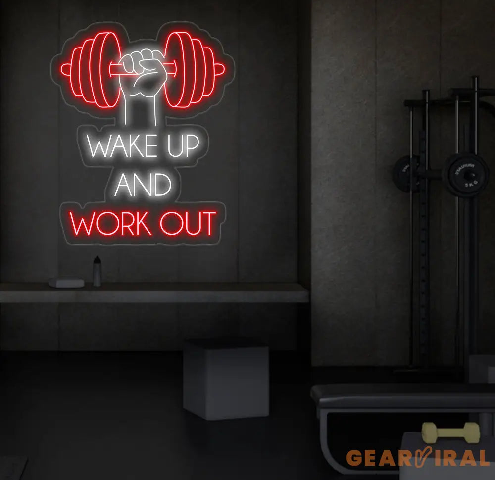 Wake Up & Work Out Gym Neon Sign Gym Led Sign Workout Led Light Bodybuilding Room Wall Decor Home Gym Neon Sign