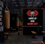 Wake Up & Work Out Gym Neon Sign Gym Led Sign Workout Led Light Bodybuilding Room Wall Decor Home Gym Neon Sign