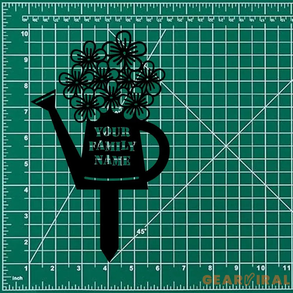 Watering Can Family Name Garden Metal Stake Personalized Family Name Yard Sign Outdoor Door Decor Garden Art Gift for