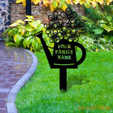 Watering Can Family Name Garden Metal Stake Personalized Family Name Yard Sign Outdoor Door Decor Garden Art Gift for