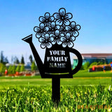 Watering Can Family Name Garden Metal Stake Personalized Family Name Yard Sign Outdoor Door Decor Garden Art Gift for