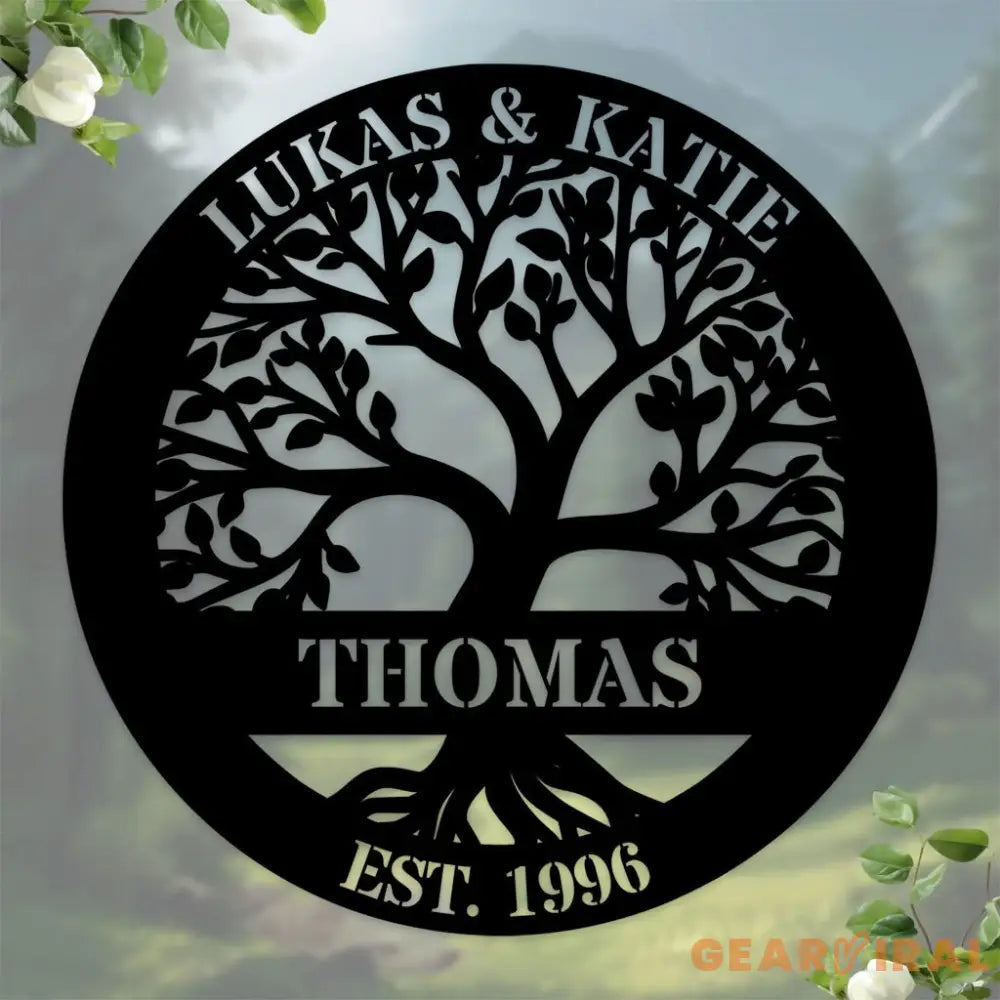 Welcome Family Custom Tree of Life Metal Sign - Personalized Wall Art - Custom Life Tree Door Hanging - Perfect Gift