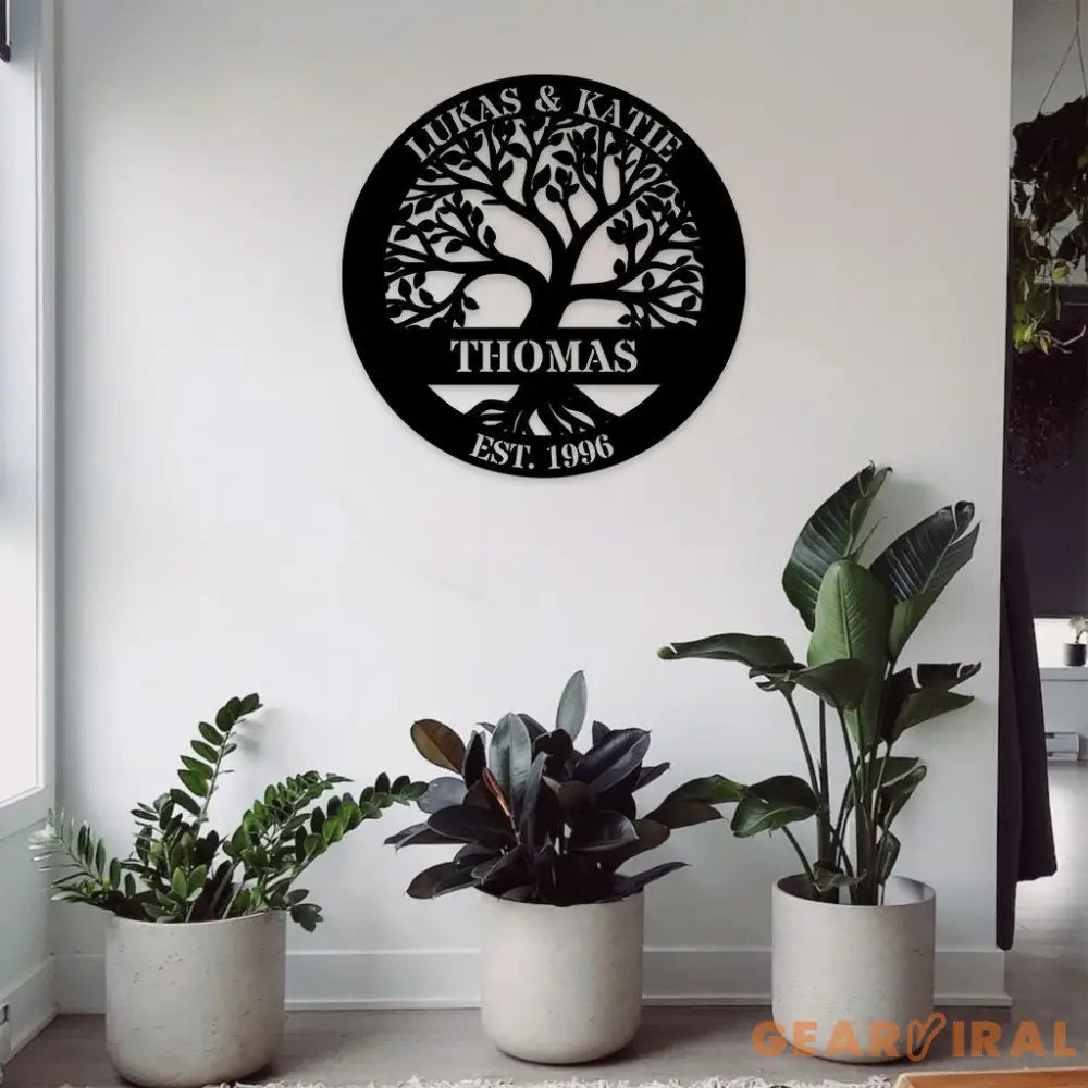 Welcome Family Custom Tree of Life Metal Sign - Personalized Wall Art - Custom Life Tree Door Hanging - Perfect Gift