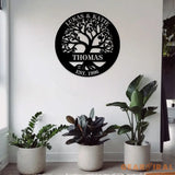Welcome Family Custom Tree of Life Metal Sign - Personalized Wall Art - Custom Life Tree Door Hanging - Perfect Gift