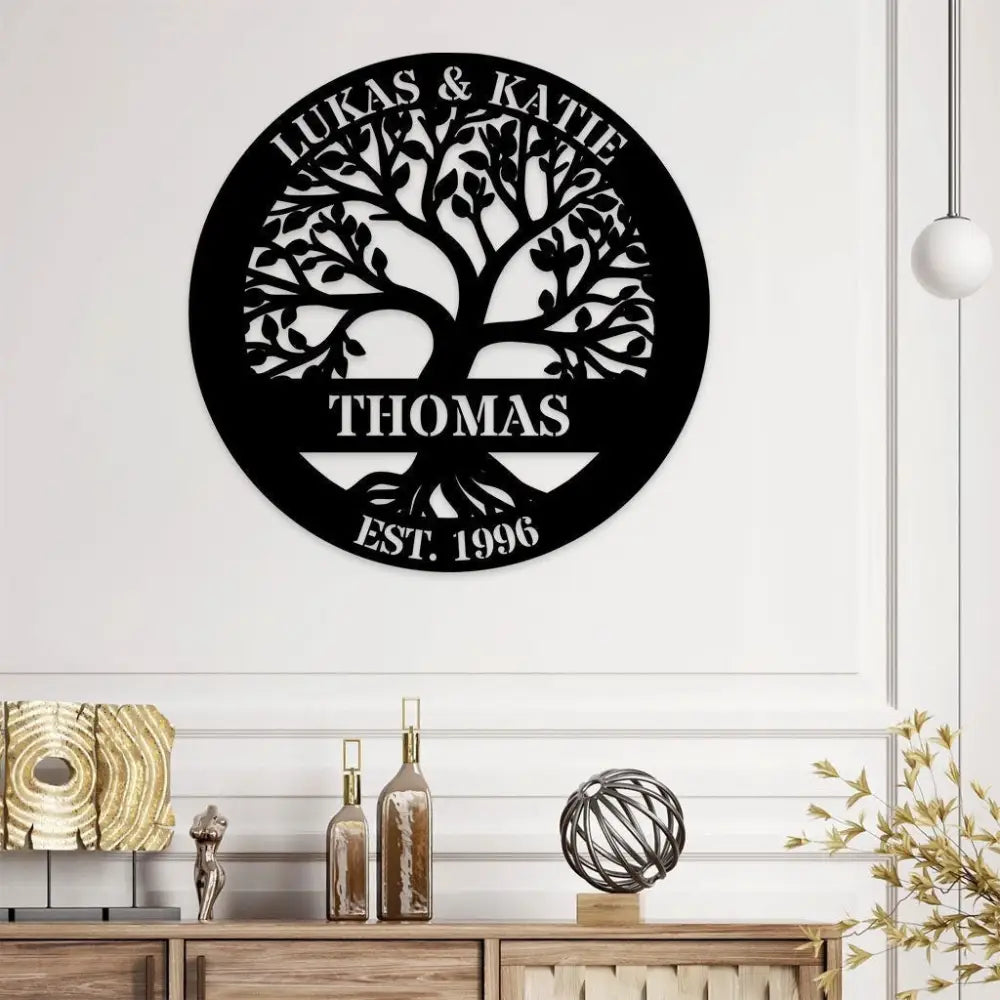 Welcome Family Custom Tree of Life Metal Sign - Personalized Wall Art - Custom Life Tree Door Hanging - Perfect Gift