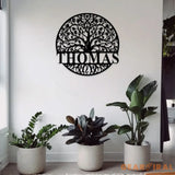 Welcome Family Tree of Life Metal Sign - Personalized Wall Art Decor - Family Name Monogram Living Room Decor