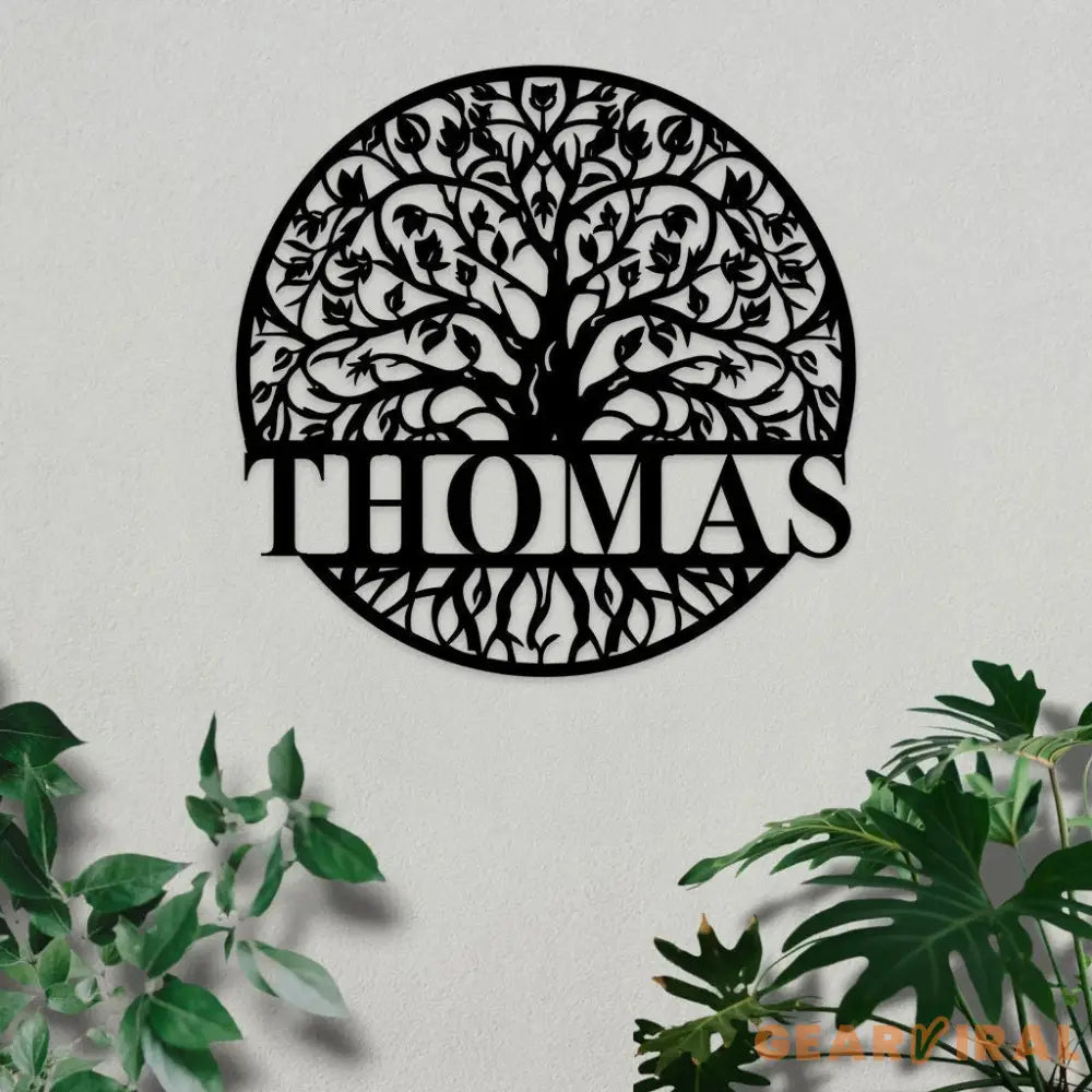 Welcome Family Tree of Life Metal Sign - Personalized Wall Art Decor - Family Name Monogram Living Room Decor