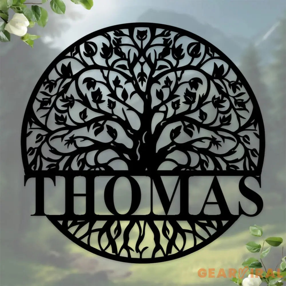 Welcome Family Tree of Life Metal Sign - Personalized Wall Art Decor - Family Name Monogram Living Room Decor