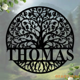 Welcome Family Tree of Life Metal Sign - Personalized Wall Art Decor - Family Name Monogram Living Room Decor