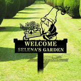 Welcome Garden Gnomes Custom Name Gartenschilder Garden Metal Stake Personalized Name Yard Sign Outdoor Door Garden