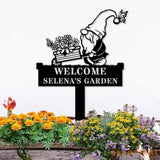 Welcome Garden Gnomes Custom Name Gartenschilder Garden Metal Stake Personalized Name Yard Sign Outdoor Door Garden