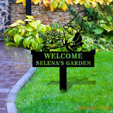 Welcome Garden Gnomes Custom Name Gartenschilder Garden Metal Stake Personalized Name Yard Sign Outdoor Door Garden