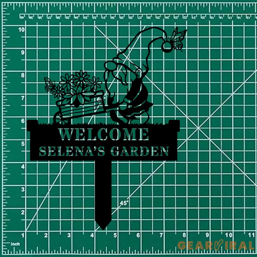 Welcome Garden Gnomes Custom Name Gartenschilder Garden Metal Stake Personalized Name Yard Sign Outdoor Door Garden