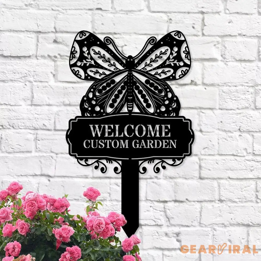 Welcome Garden Sign Metal Stake Personalized Name Yard Sign Outdoor Door Garden Decor Metal Sign Gift for Garden Lovers