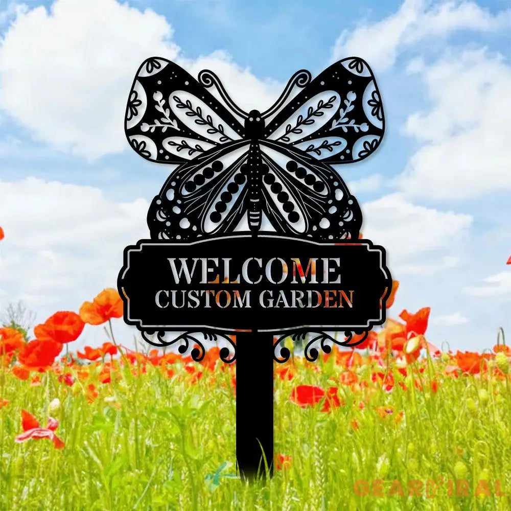 Welcome Garden Sign Metal Stake Personalized Name Yard Sign Outdoor Door Garden Decor Metal Sign Gift for Garden Lovers