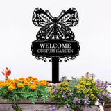 Welcome Garden Sign Metal Stake Personalized Name Yard Sign Outdoor Door Garden Decor Metal Sign Gift for Garden Lovers