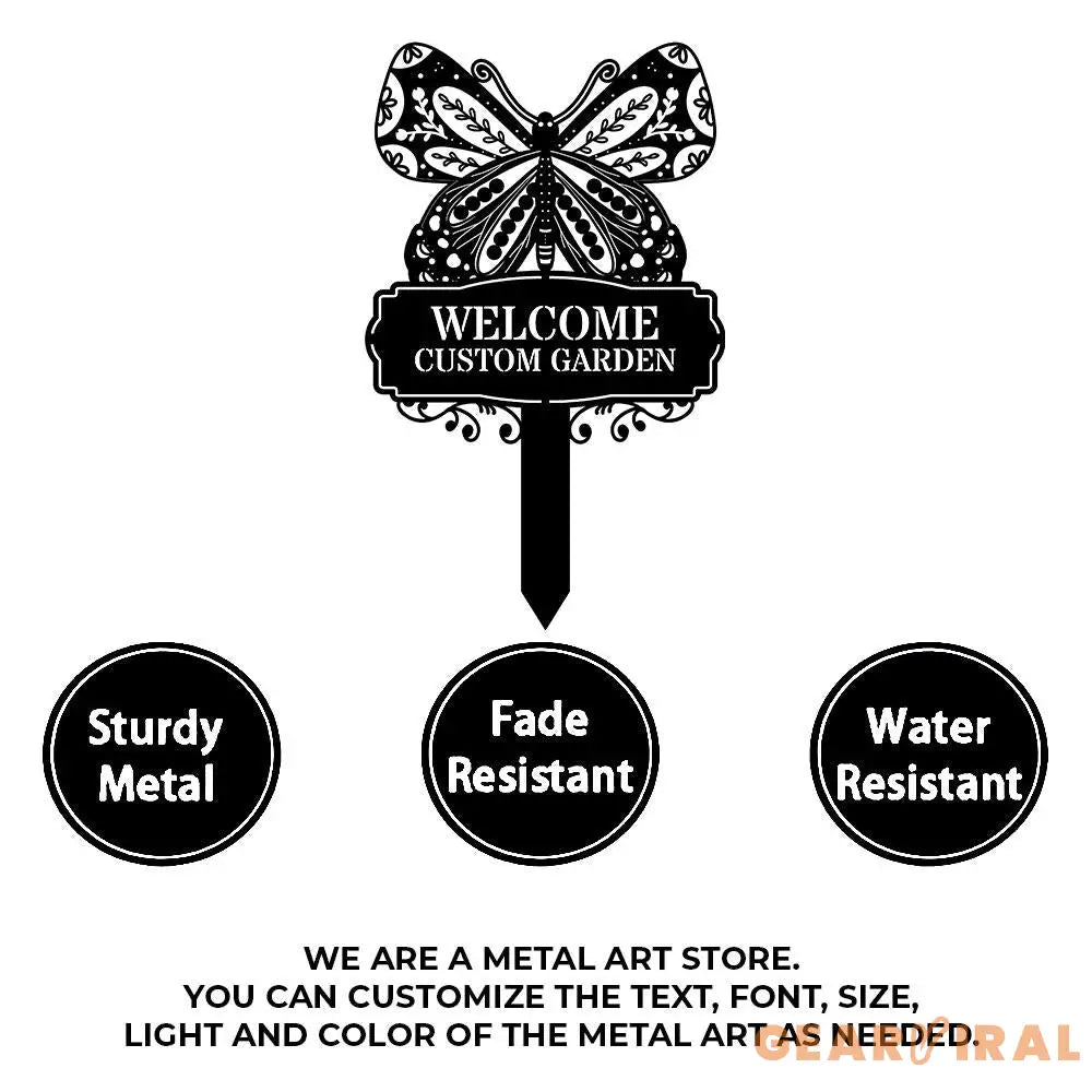 Welcome Garden Sign Metal Stake Personalized Name Yard Sign Outdoor Door Garden Decor Metal Sign Gift for Garden Lovers