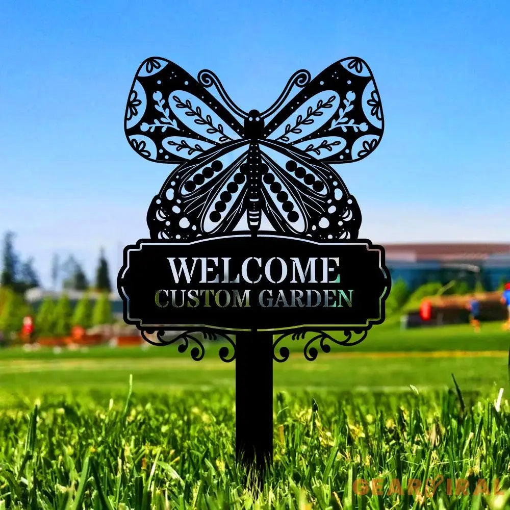 Welcome Garden Sign Metal Stake Personalized Name Yard Sign Outdoor Door Garden Decor Metal Sign Gift for Garden Lovers
