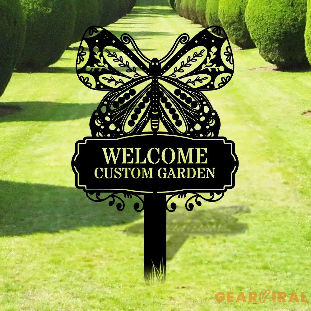 Welcome Garden Sign Metal Stake Personalized Name Yard Sign Outdoor Door Garden Decor Metal Sign Gift for Garden Lovers