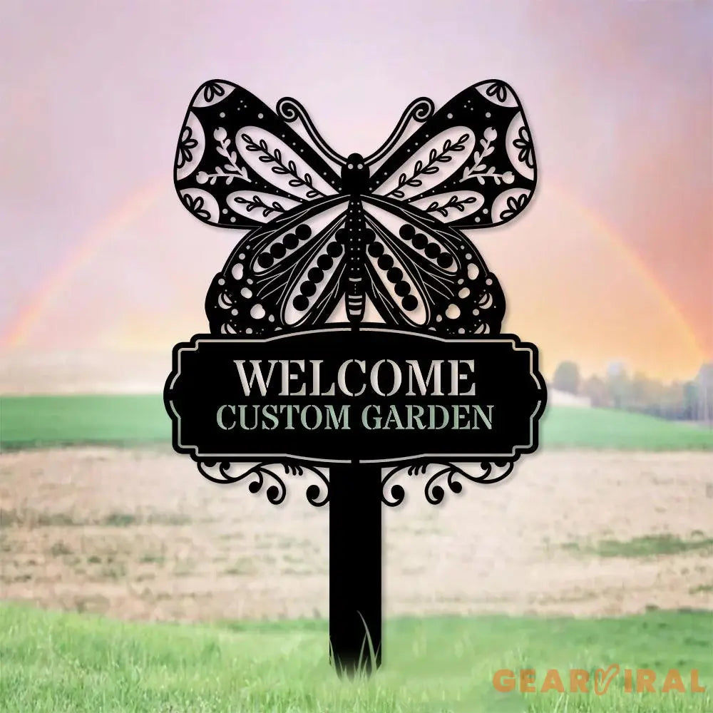 Welcome Garden Sign Metal Stake Personalized Name Yard Sign Outdoor Door Garden Decor Metal Sign Gift for Garden Lovers