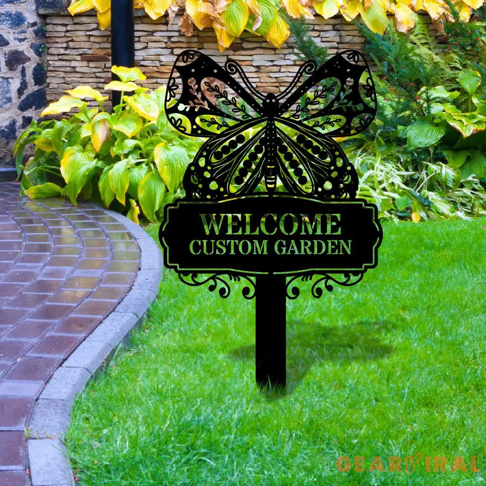 Welcome Garden Sign Metal Stake Personalized Name Yard Sign Outdoor Door Garden Decor Metal Sign Gift for Garden Lovers