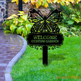 Welcome Garden Sign Metal Stake Personalized Name Yard Sign Outdoor Door Garden Decor Metal Sign Gift for Garden Lovers