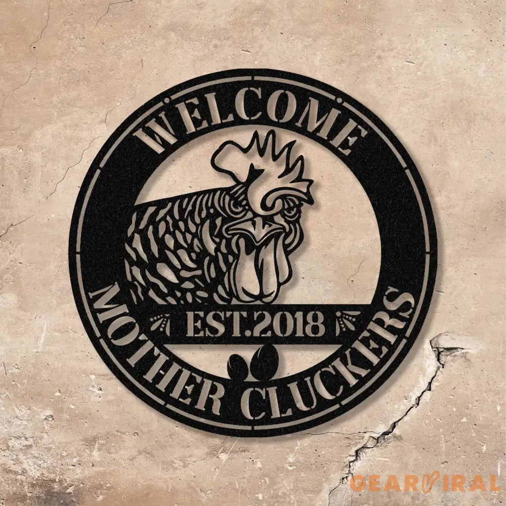 Welcome Mother Cluckers Wall Art LED Light Welcome Metal Sign Outdoor Sign Farmhouse Gift - Gearviral