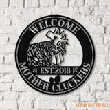 Welcome Mother Cluckers Wall Art LED Light Welcome Metal Sign Outdoor Sign Farmhouse Gift - Gearviral